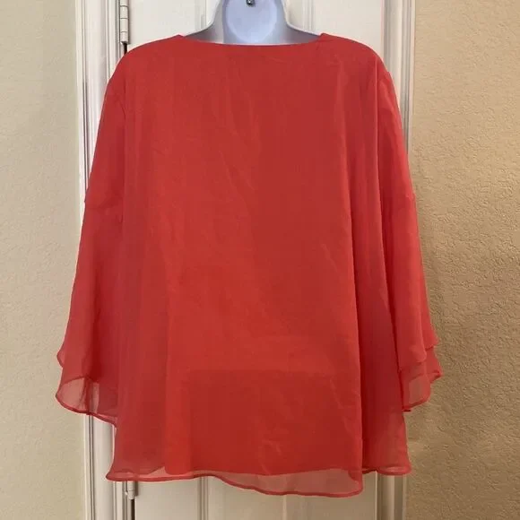 Lane Bryant Pink Butterfly Sleeve Blouse - Picture 2 of 5